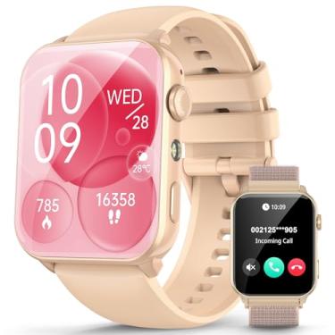 Imagem de Smartwatch Feminino 1.91" com Luz LED - Tela Full Touch, 100+ Modos Esportivos, Chamadas Bluetooth, Assistente de Voz, Compatível iOS/Android, 2 Pulseiras (Rosa)