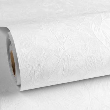 Imagem de ReWallpaper Papel de parede branco descasque e cole papel de parede moderno de veludo branco removível para quarto de crianças 44,5 cm x 2 m
