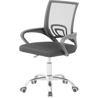 Imagem de Cadeira de Escritório Secretária Giratória, com Encosto Arco Confortável em Malha Respirável, Preta, Base Cromada, 5 Rodinhas, Corporativa.