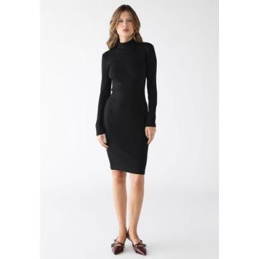 Imagem de Vestido Curto Gola Alta Ribana Algodão Premium - Levosch, Preto, P