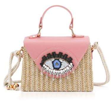 Imagem de QTKJ Bolsa de praia de palha para mulheres, sacola, bolsa para férias, viagens, uso diário (estilos 603