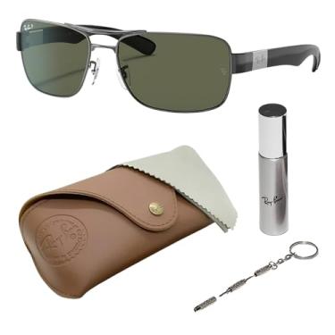Imagem de Ray-Ban RB3522 Óculos de sol quadrados para homens e mulheres com kit oficial RAYBAN Eyewear, Armação de bronze | Lente verde G-15, 61 mm