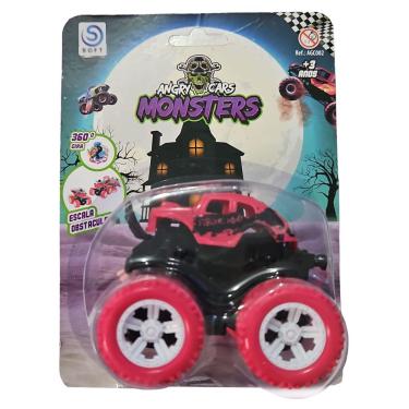 Imagem de Carrinho Fricção Monster Truck 1:64 Escala Radical Suspensão Fusca Rosa 09