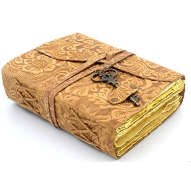 Imagem de Diários de couro vintage para mulheres, diário de couro vintage, diário de grimório, diário encadernado em couro, cadernos encadernados em couro, cadernos antigos, caderno encadernado em couro (7 x 5,