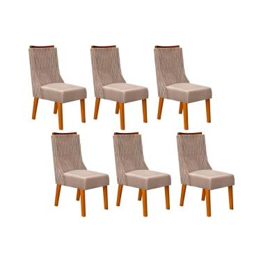 Imagem de Kit 6 Cadeiras Sala Jantar Jade 6 Un Freijó/Suede Kraft - DJ Móveis