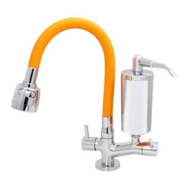 Imagem de Torneira de Cozinha de Mesa Laranja Com Filtro Blindado Cromado Cone G