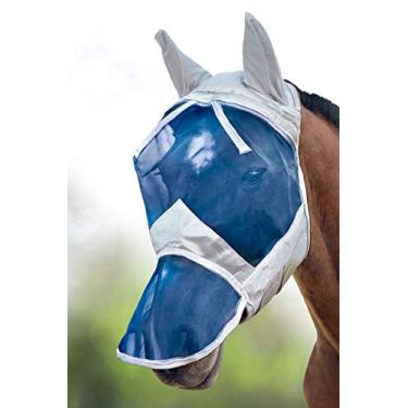 Imagem de Harrison Howard Máscara Caremaster Horse Fly Nariz Longo Com Orelhas Rosto Inteiro Prata/Azul Retro Médio Cob