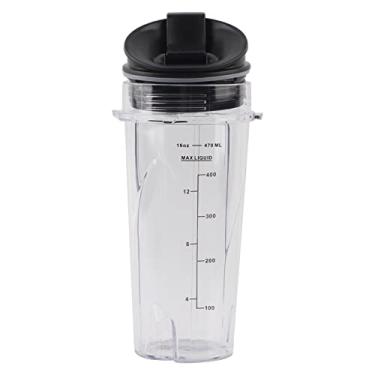 Imagem de Copo de substituição e tampa de 16 onças de copo de liquidificador com lidra de lidra fácil de projeção de fechamento aberto para acessórios alimentos grau pp material 470ml