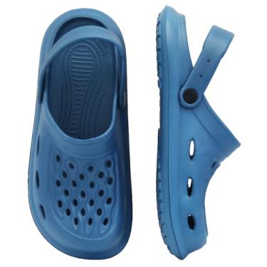 Imagem de Tamancos de jardim para mulheres e homens, sandálias sem cadarço, chinelos clássicos, uso casual, antiderrapante, almofada de ar, sola grossa, sapatos deslizantes, Azul marinho, 9.5 Women/7.5 Men