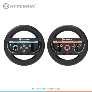 Imagem de Hyperkin Racing Wheel Set 2-Pack for Nintendo Switch 2 Joy-Con 2 Controllers Ergonomic Steering Wheel Controller Grip Black Compatible with Switch Racing Game Mario Kart World