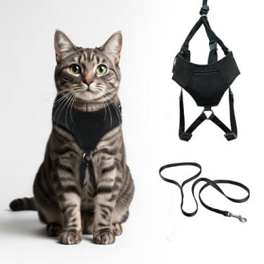 Imagem de Peitoral e coleira para gatos A1HC à prova de fuga – Colete macio ajustável, malha confortável e tiras longas com bolso para etiqueta de ar, fácil controle, arnês seguro para caminhadas para gatos e