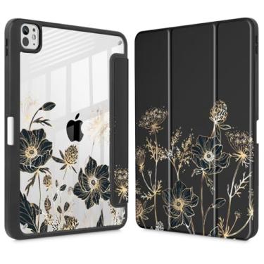 Imagem de May Chen Capa para iPad Pro de 13 polegadas 2024 chip M4 7ª geração, [suporte para lápis embutido suporta Pencil 2/USB-C] Capa traseira transparente ultrafina com suporte de três dobras, suporta