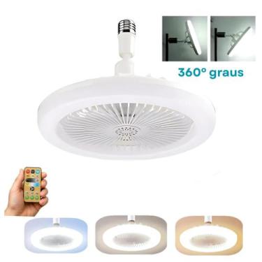 Imagem de Ventilador de Teto LED E27 36W, Lâmpada Ajustável com Controle Remoto 