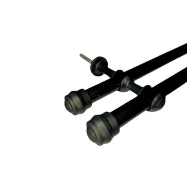 Imagem de Varão de cortina de Aço 2,0 metros Duplo 19mm fino Bastão de cortina Ferro Varão Duplo(Preto)
