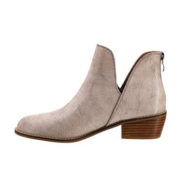Imagem de Corkys Footwear Vanish Booties femininas – com palmilhas de EVA macias Corkys, salto de 4 cm e zíper traseiro – Elegante e confortável para uso diário, Creme Crackle, 38