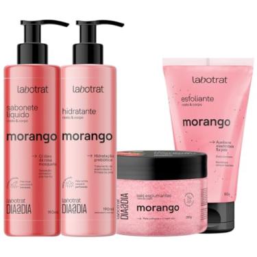 Imagem de Kit Banho Premium Labotrat Morango Completo 4 Produtos C/ Sais Corpo E Rosto Cheiro De Fruta