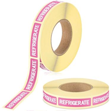 Imagem de Saypacck 500 adesivos Keep Refrigerated 1 cm x 4 cm Adesivos de farmácia Etiquetas médicas Etiquetas auxiliares de farmácia veterinária à prova d'água Sinais de aviso de alimentos refrigerados (rosa)