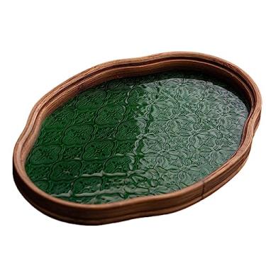 Imagem de Bandeja organizadora de joias com flores de begônia, bandeja vintage, bandeja de armazenamento de pão, bandeja decorativa para café da manhã, sala de jantar, verde, pequena