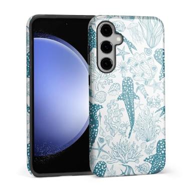 Imagem de Akinmi Capa para Samsung Galaxy S24, tubarão baleia coral recife oceano conchas-01 capa protetora dupla de silicone macio para Samsung Galaxy S24