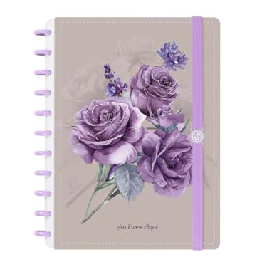 Imagem de Caderno de Disco Inteligente Personalizado Iscool G Floriografia Rosas Lavanda Bege