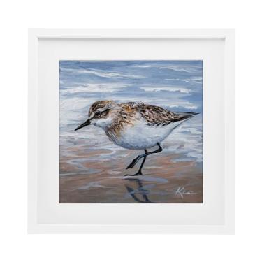 Imagem de Stupell Industries Pintura Sand Piper Shore Impressão emoldurada branca sob vidro design de Lindsay Kivi Fine Art, 40,6 x 40,6 cm