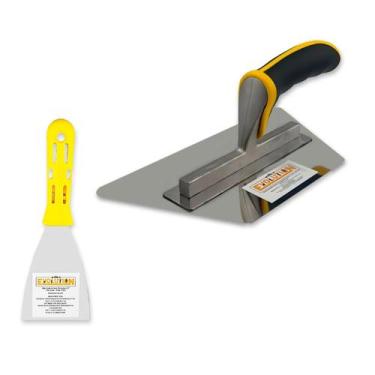 Imagem de Desempenadeira Trapézio Flexível de Aço Inox 23,5x13cm e Espátula Flex