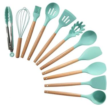 Imagem de 11 peças de utensílios de cozinha de silicone, espátula, colher, conjunto de utensílios de cozinha para assar