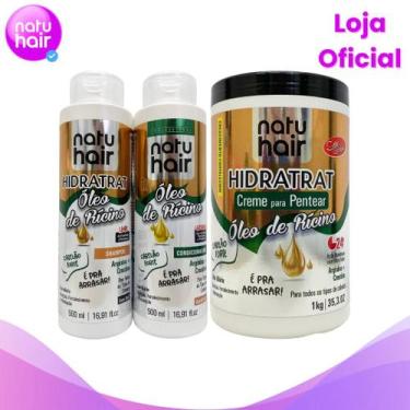 Imagem de Kit Shampoo + Condicionador + Creme para pentear Óleo de Rícino - Natu