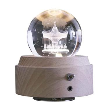 Imagem de ZZTWER Caixa musical Carrossel Bola de Cristal Caixa de Música, Bola de Cristal Brilhante, Caixa de Música com Projeção e Luzes LED Presente de Aniversário para Meninas para o Natal