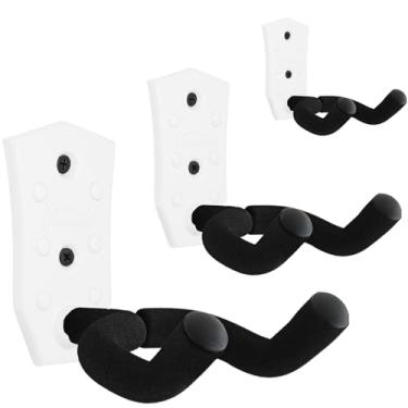 Imagem de Onmiwod Suporte de parede para guitarra, pacote com 3, cabide de metal branco, suporte de parede para guitarra em forma de V, suporte de parede para guitarra acústica, guitarra elétrica, banjo, baixo