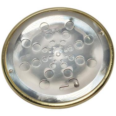 Imagem de Grelha Redonda Cromado com Caixilho Dourado 15x15 - 923ACS - Moldenox