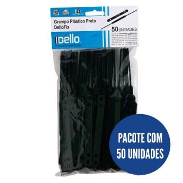 Imagem de Grampo trilho 50 un plástico preto Dello