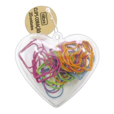 Imagem de Clips 65mm coração colorido 20 un Tilibra