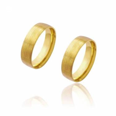 Imagem de Par de Alianças de Casamento Diana Ouro Diamantada 6mm 9,2g - JoiaUnic