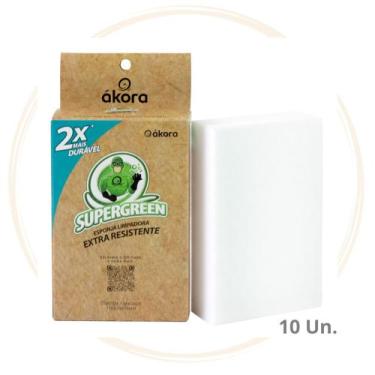 Imagem de Esponja Limpadora Supergreen Extra Resistente Ecomais Akora Kit C/10 U