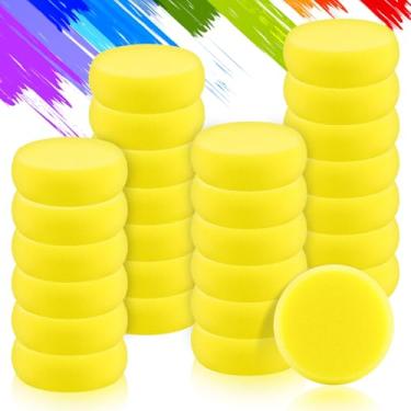 Imagem de Pacote com 27 esponjas de pintura redonda, esponjas de cerâmica de 7 cm, esponjas sintéticas amarelas para artistas, esponja de argila para artesanato, fabricação de cerâmica, decoração de cerâmica