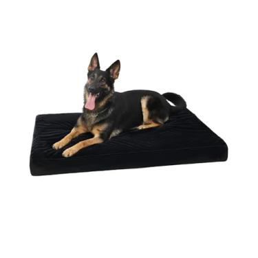 Imagem de KSIIA Tapete ortopédico impermeável para cães grandes, de pelúcia, lavável, com espuma de ovo e capa removível, 104 x 68 cm, preto