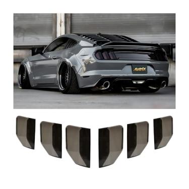 Imagem de Autrix Capa de luz traseira para Ford Mustang 2015-2017 Capas de luz traseira acessórios de moldura guarnição fumê preto