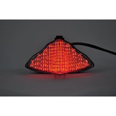 Imagem de Lente fumê luzes traseiras de LED para motocicleta, luz traseira de freio com indicadores de luz de seta integrados para Yamaha 04-06 R1