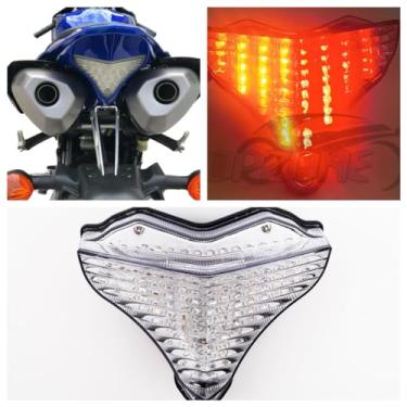 Imagem de Adequado para Yamaha YZFR1 2009-2014; 14B-84710-10-00; luz traseira de freio da lâmpada traseira + conjunto de combinação de indicador de seta integrado (transparente, 1. lanterna traseira LED + seta)