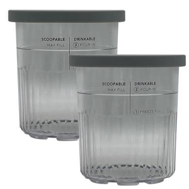 Imagem de Recipientes de sorvete com tampa e manga de silicone, compatíveis com Ninja NC501 CREAMi Deluxe 11 em 1 sorvete e máquina de petiscos congelados e modelo: NC500, NC501, NC501H, NC501HBL e NC501HGN