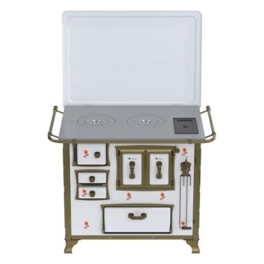 Imagem de Fogão a Lenha GII N 2 Renaissance Branco Cald Flor Saida Direita