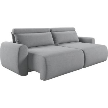 Imagem de Sofá Retrátil e Reclinável Peony 2,40M Linho - Blossom Casa, Cinza Esc