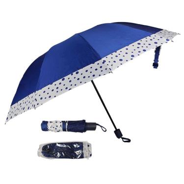 Imagem de Guarda Chuva Bolinha Dobrável Contra Vento De Bolsa Grande Reforçado