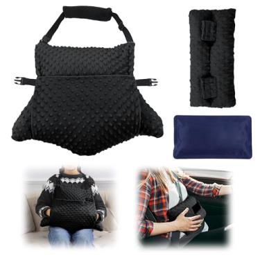 Imagem de BALAPET Conjunto de 2 almofadas de histerectomia de espuma viscoelástica desfiada para recuperação de cirurgia abdominal, travesseiro de cinto de segurança confortável para histerectomia com bolso