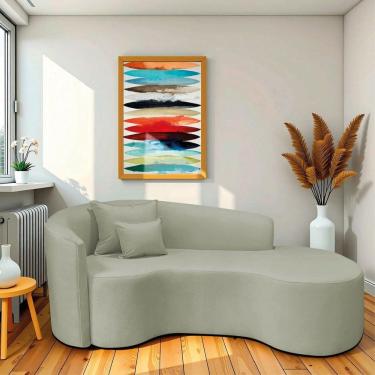 Imagem de Recamier Curvo Orgânico 180cm 3 Lugares Lado Direito para Sala de Estar Bouclé Londres Verde Oliva