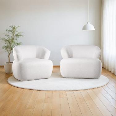 Imagem de Conjunto 2 Poltronas Orgânicas Base Giratória e Estofada Zoe Espresso Móveis Off White