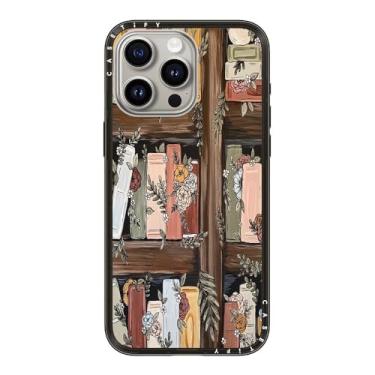 Imagem de CASETiFY Capa compacta para iPhone 15 Pro Max [fina e elegante/compatível com Magsafe/1,2 m. 2X proteção contra quedas de grau militar] - jardim de estante - preto transparente