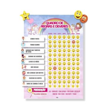 Imagem de Quadro de Tarefas e Rotinas Diárias Infantil - Modelos de Mneenina (Unicórnio Vertical)