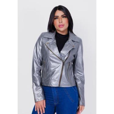 Imagem de Jaqueta de Couro Perfecto Prata Velho - Parra Couros, EG